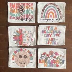 Lot of 6 Colorful Emergency Nurse Pouches